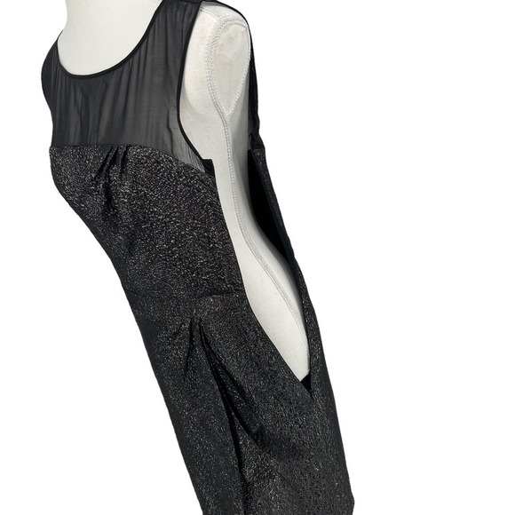 Luca Luca Metallic Mini Dress 100% Silk Sheer Gold Black IT Size 40 - Picture 6 of 10
